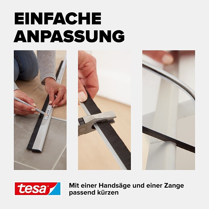 tesa MOLL Türdichtschiene Alu Comfort (Weiß, 1 m x 40 mm, Geeignet für: Spaltenbreiten bis 15 mm)