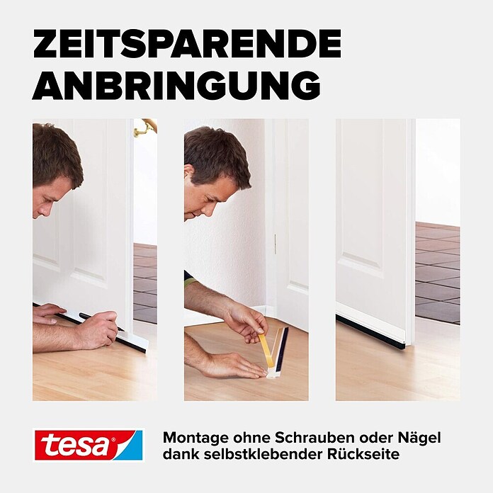 tesa MOLL Türdichtschiene Standard (Weiß, 1 m x 37 mm, Geeignet für: Spaltenbreiten bis 12 mm)