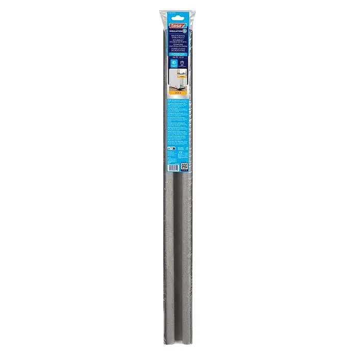 Tesa INSULATION Türbodendichtung Doppel-Dichtung - Grau, 0,95 m x 25 mm, Geeignet für: Glatte Böden - Grauer tesa Doppel-Schaumstoff-Türdichtung, zur Isolation unter Türen, verpackt.