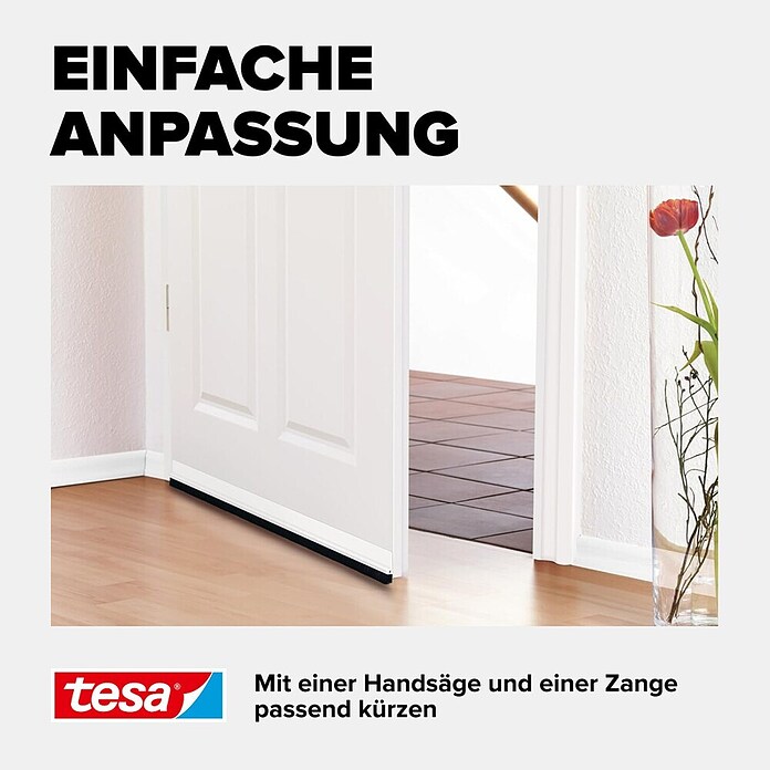 tesa MOLL Türdichtschiene Standard (Weiß, 1 m x 37 mm, Geeignet für: Spaltenbreiten bis 12 mm)