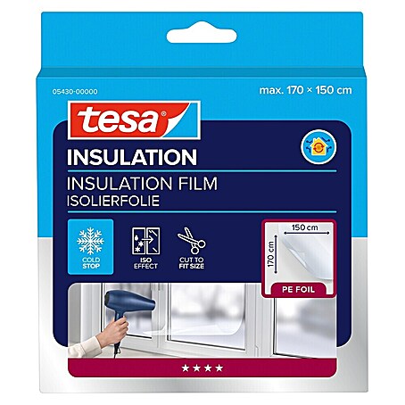 Tesa INSULATION Fensterisolierfolie Thermo Cover (1,7 x 1,5 m, Farblos, Transparent)