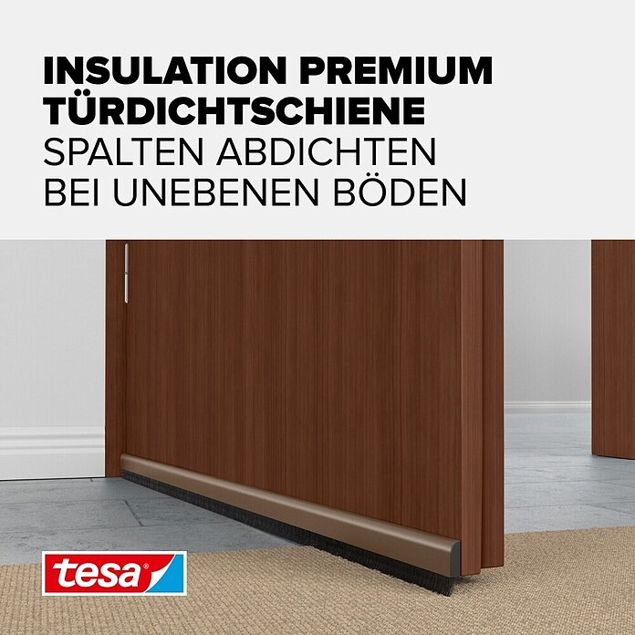 tesa MOLL Türdichtschiene Alu Comfort (Braun, 1 m x 40 mm, Geeignet für: Spaltenbreiten bis 15 mm)