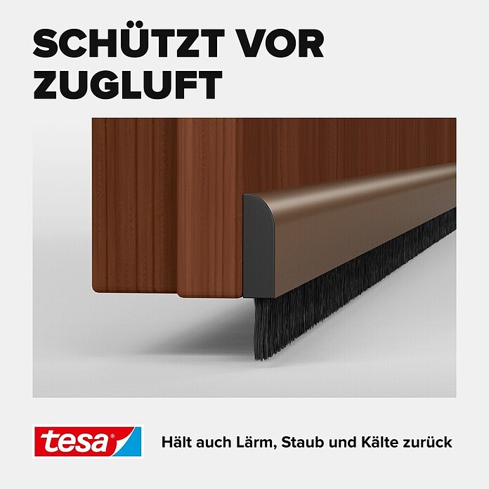 tesa MOLL Türdichtschiene Alu Comfort (Braun, 1 m x 40 mm, Geeignet für: Spaltenbreiten bis 15 mm)