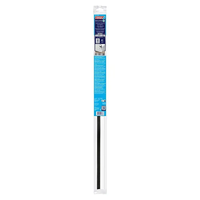Tesa INSULATION Türdichtschiene für unebene Böden - Weiß, Geeignet für: Spaltenbreiten bis 15 mm - Selbstklebende Aluminium-Türbodendichtung mit schwarzer Bürste für unebene Böden, verpackt.