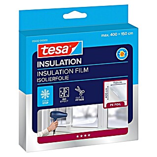 Tesa INSULATION Fensterisolierfolie Thermo Cover (4 x 1,5 m, Farblos, Transparent)