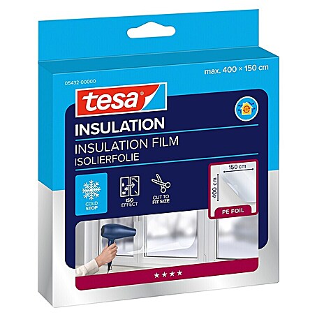 Tesa INSULATION Fensterisolierfolie Thermo Cover (4 x 1,5 m, Farblos, Transparent)