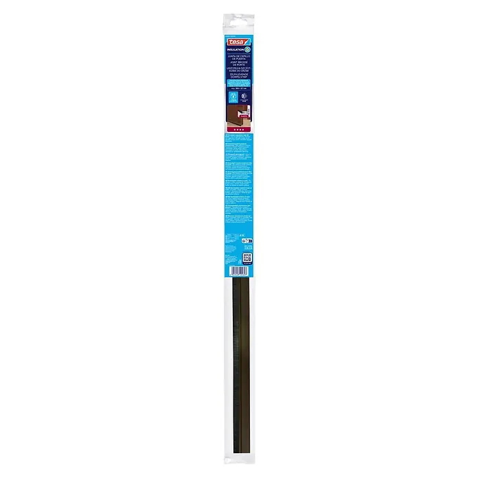 Tesa INSULATION Türdichtschiene für glatte Böden - Braun, 1 m x 37 mm, Geeignet für: Spaltenbreiten bis 12 mm - Braune, selbstklebende Türbodendichtung in klarer Verpackung zur Isolierung gegen Zugluft, Kälte und Staub.