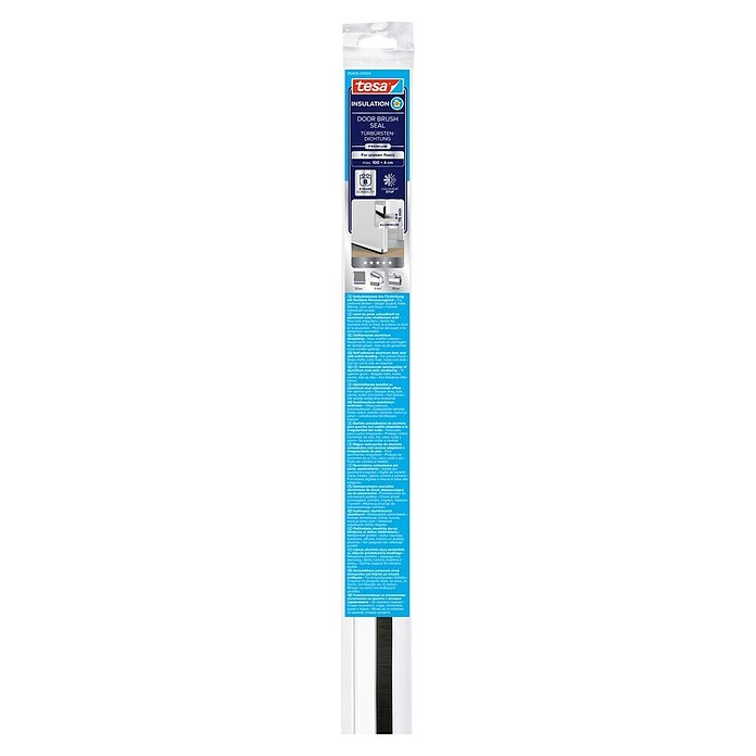 tesa MOLL Türdichtschiene Alu Comfort (Weiß, 1 m x 40 mm, Geeignet für: Spaltenbreiten bis 15 mm)