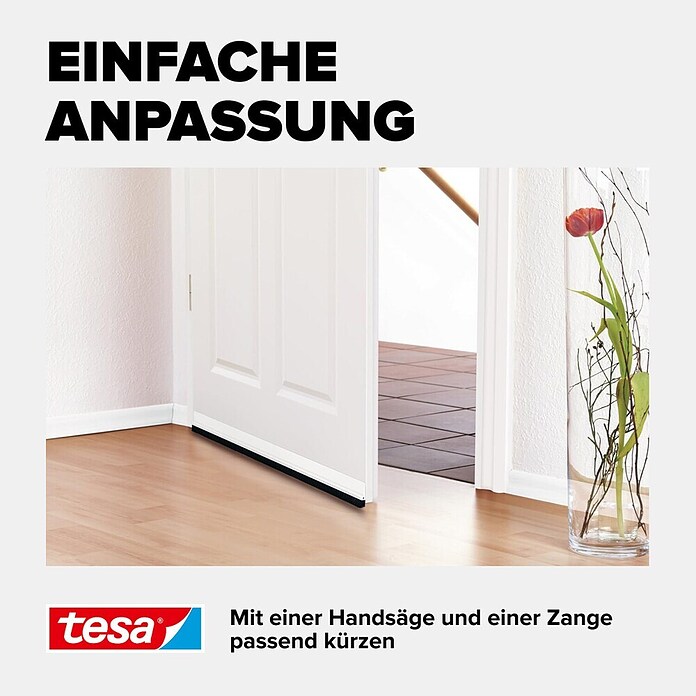 tesa MOLL Türdichtschiene Standard (Transparent, 1 m x 37 mm, Geeignet für: Spaltenbreiten bis 12 mm)