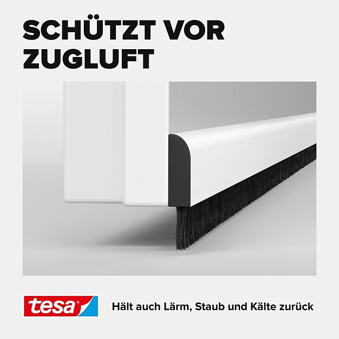 tesa MOLL Türdichtschiene Alu Comfort (Weiß, 1 m x 40 mm, Geeignet für: Spaltenbreiten bis 15 mm)