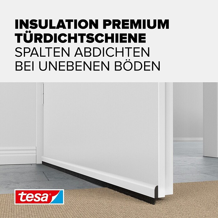 tesa MOLL Türdichtschiene Alu Comfort (Weiß, 1 m x 40 mm, Geeignet für: Spaltenbreiten bis 15 mm)