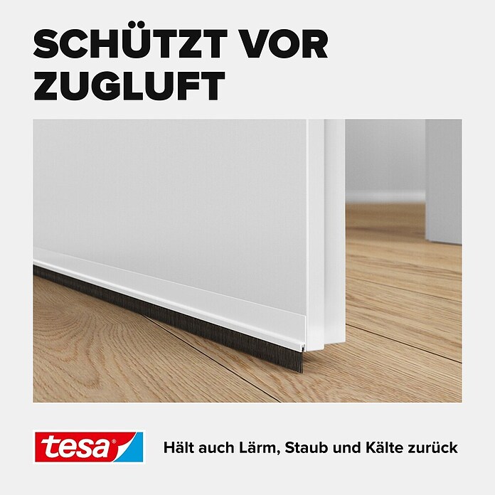 tesa MOLL Türdichtschiene Standard (Weiß, 1 m x 37 mm, Geeignet für: Spaltenbreiten bis 12 mm)