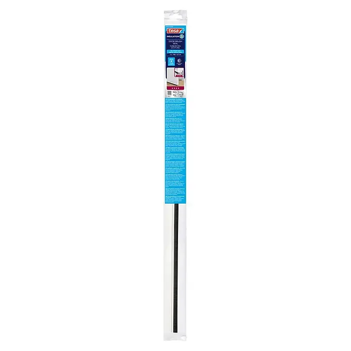 Tesa INSULATION Türdichtschiene für glatte Böden - Weiß, 1 m x 37 mm, Geeignet für: Spaltenbreiten bis 12 mm - tesa Isolier-Türbürstendichtung aus Kunststoff, weiß mit schwarzer Bürste, zum Abdichten von Türen gegen Zugluft.