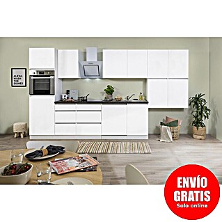 Respekta Premium Composición de cocina Lorena (Ancho: 380 cm, Blanco, Mate, Con electrodomésticos)