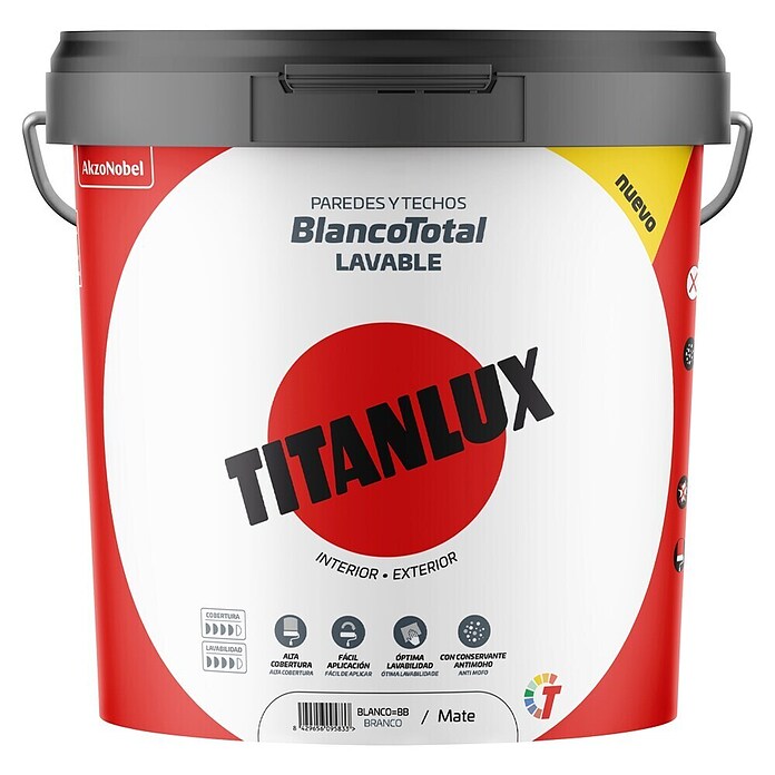 Titanlux Pintura para paredes y techos Blanco Total (Blanco, Mate, 14 l) | BAUHAUS