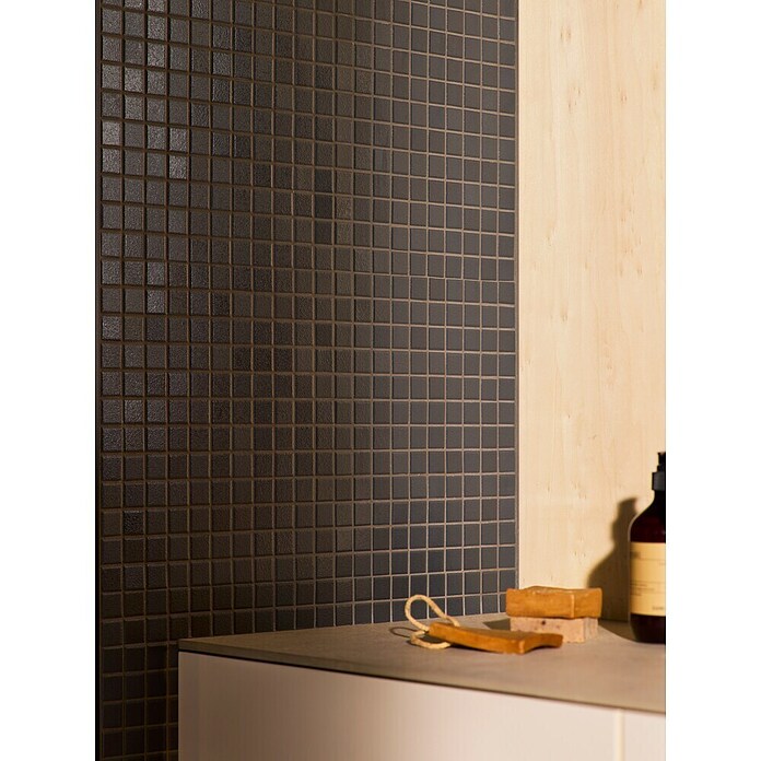 Mosaikfliese Quadrat Uni AT 891 (33 x 30,2 cm, Schwarz, Matt)