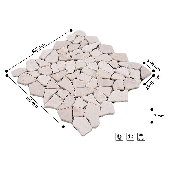 Mosaikfliese Uni CIOT 30/100 (30,5 x 30,5 cm, Weiß, Matt)