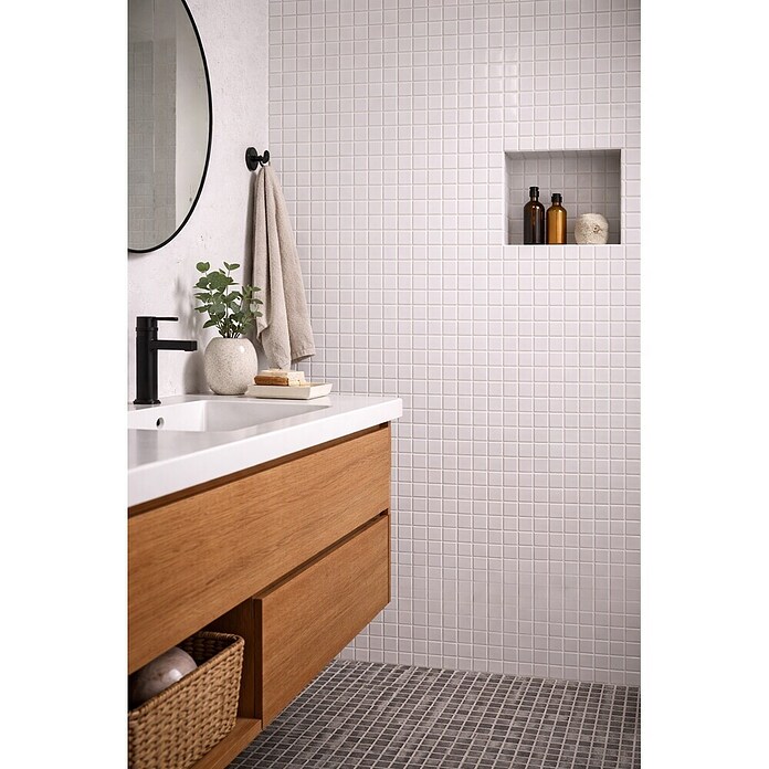 Mosaikfliese Uni B 140 (33 x 30,2 cm, Weiß, Matt)