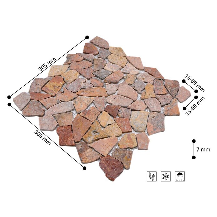 Mosaikfliese Uni CIOT 30/140 (30,5 x 30,5 cm, Rot, Matt)