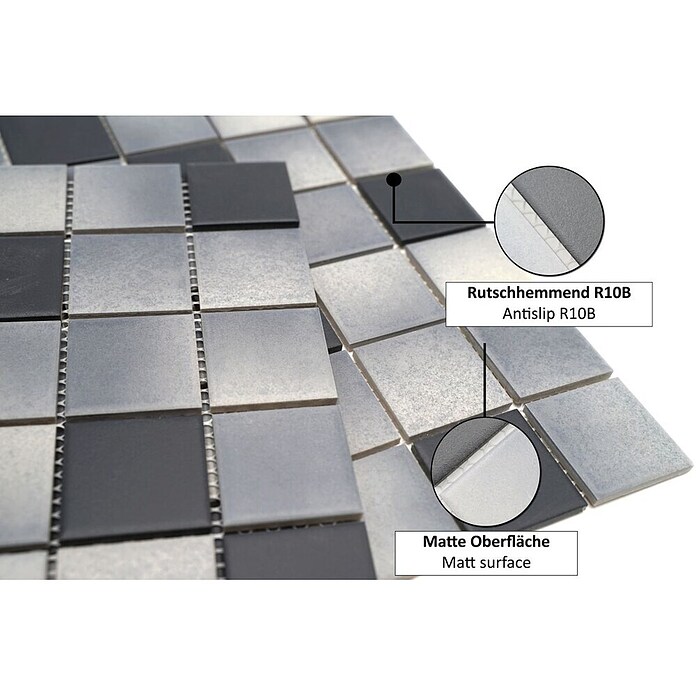 Mosaikfliese Quadrat Mix CD 212 (30,6 x 30,6 cm, Grau, Matt)