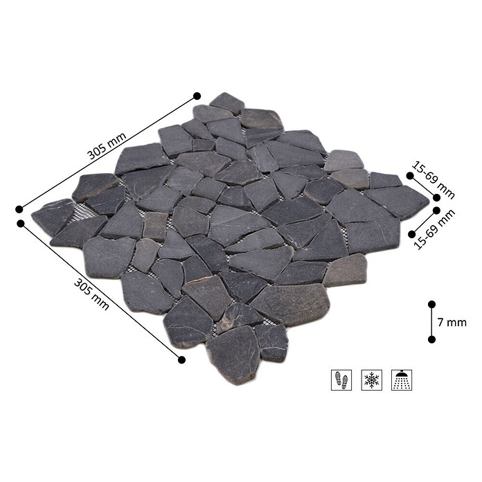 Mosaikfliese Uni CIOT 30/120 (30,5 x 30,5 cm, Schwarz, Matt)