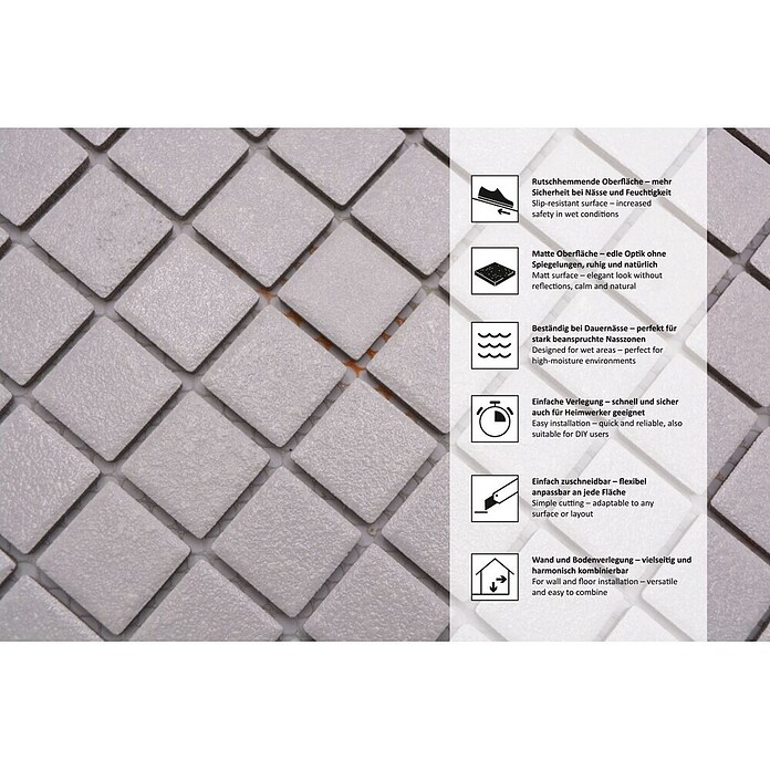 Mosaikfliese Quadrat AT101 (33 x 30,2 cm, Weiß, Matt)
