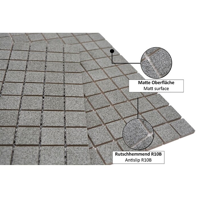 Mosaikfliese Quadrat AT 900 (33 x 30,2 cm, Grau, Matt)