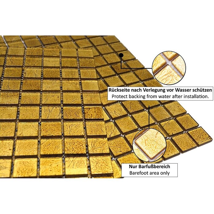Mosaikfliese Quadrat Crystal Uni CM 4GO10 (30 x 30 cm, Gold, Glänzend)