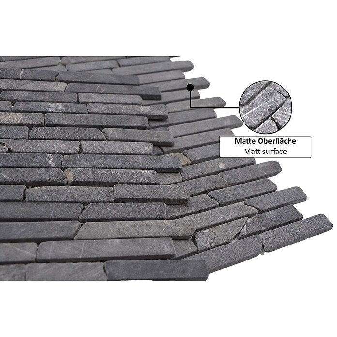 Mosaikfliese Marquina MOS BRICK 125 (30,5 x 30,5 cm, Schwarz, Matt)