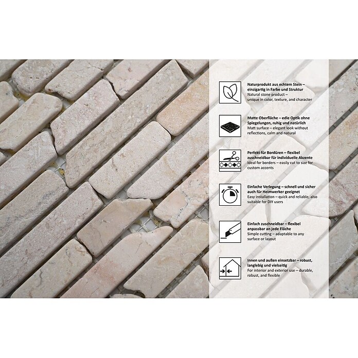 Mosaikfliese Biancone MOS BRICK 105 (30,5 x 30,5 cm, Beige, Matt)