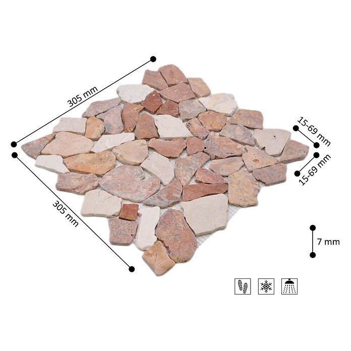 Mosaikfliese Mix CIOT 30/130 (30,5 x 30,5 cm, Rot/Weiß, Matt)