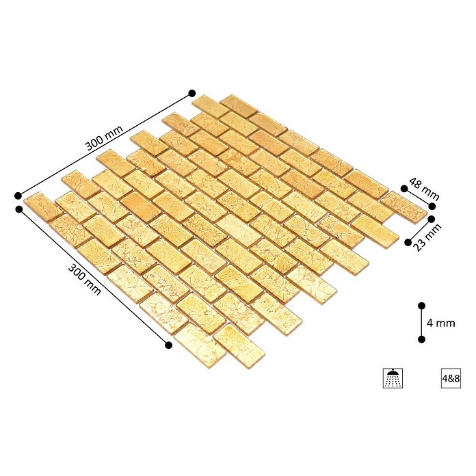 Mosaikfliese Uni Gold CM 4GO30 (30 x 30 cm, Gold, Glänzend)