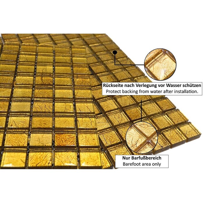 Mosaikfliese Quadrat Crystal Uni XCM 8GO15 (30 x 30 cm, Gold, Glänzend)