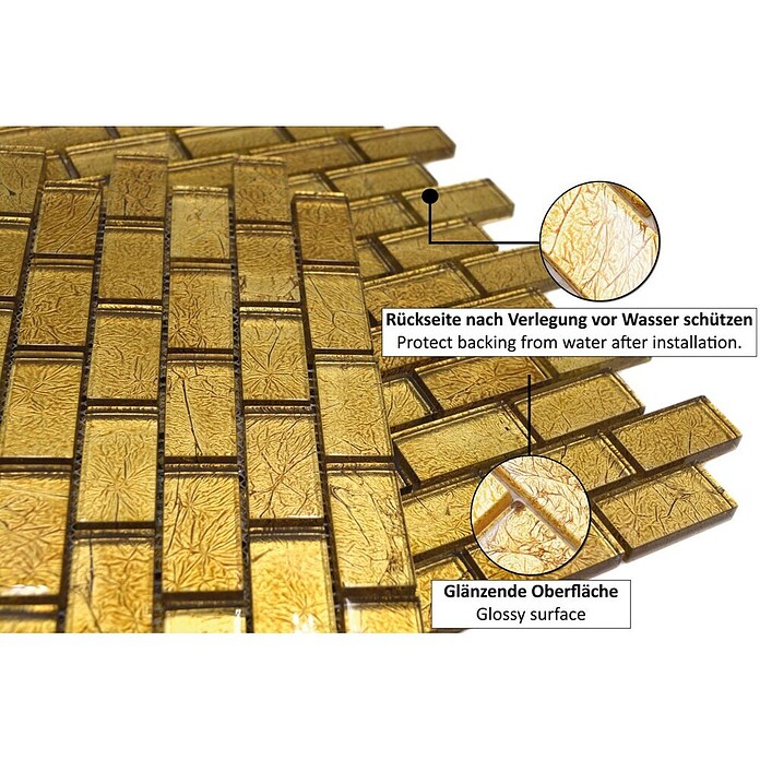 Mosaikfliese Uni Gold XCM 8GO35 (30 x 30 cm, Gold, Glänzend)