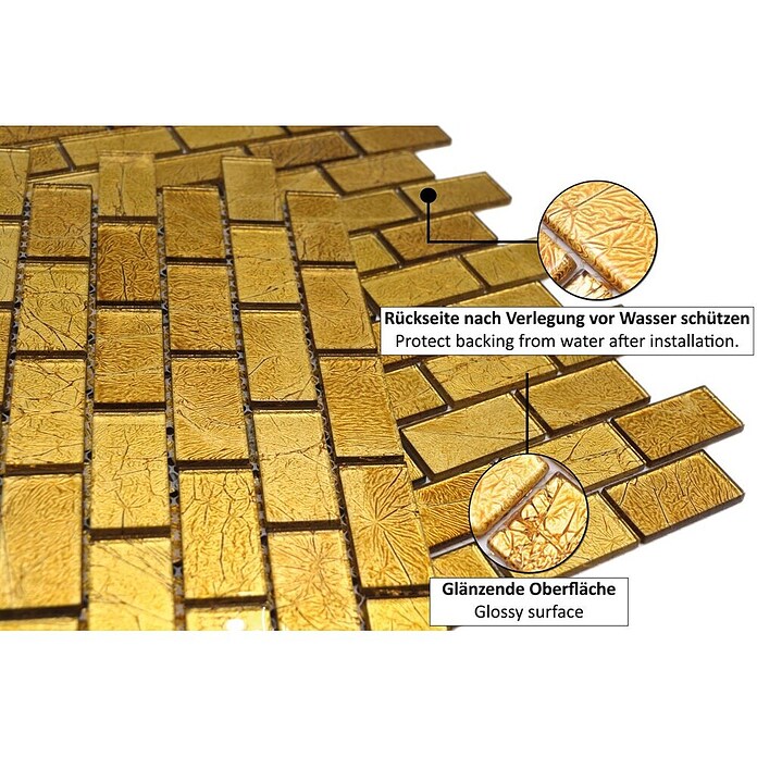 Mosaikfliese Uni Gold CM 4GO30 (30 x 30 cm, Gold, Glänzend)