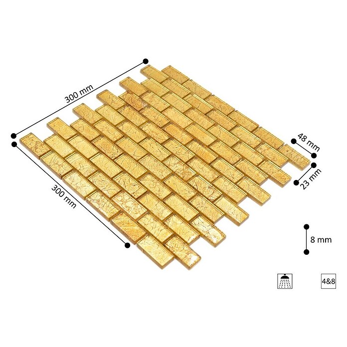 Mosaikfliese Uni Gold XCM 8GO35 (30 x 30 cm, Gold, Glänzend)