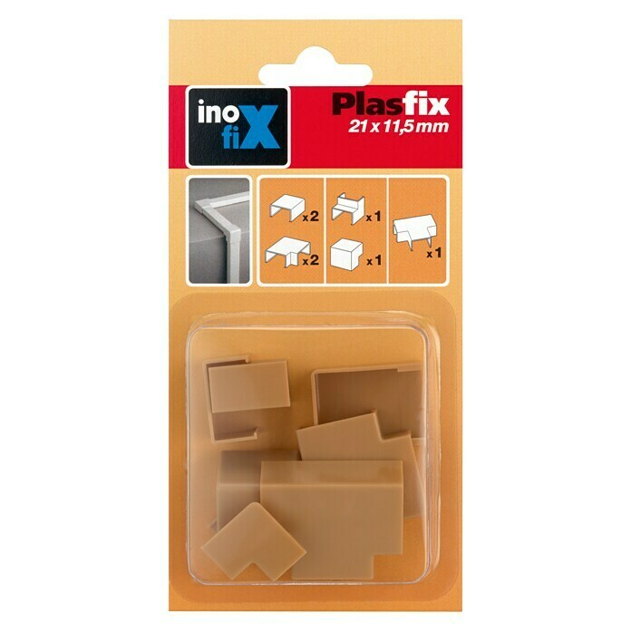 Inofix Plasfix Kit de accesorios para canaleta (Roble, An x Al: 2,1 x 1,15 cm, 7 uds.)
