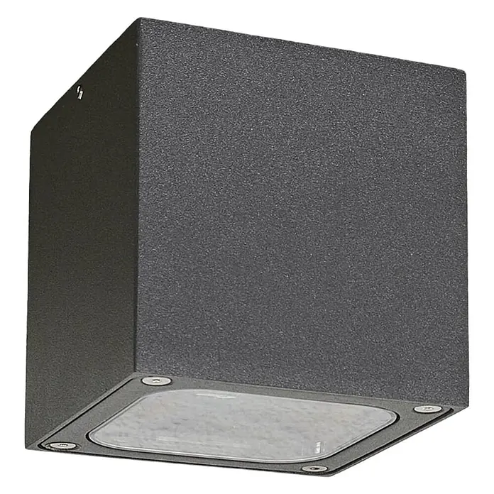 Lucande Außenwand- & Deckenleuchte Tanea - alu / grau / zink, alu / grau / zink, IP54 - Anthrazitfarbene, strukturierte, würfelförmige Außenwandleuchte mit unterem Glasdiffusor.