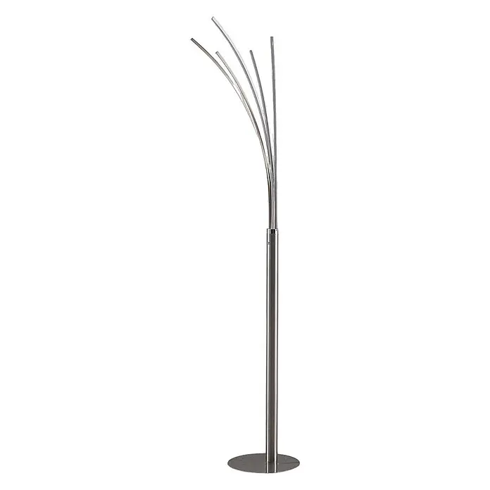 Lindby Stehleuchte Boba - Höhe: 185 cm, alu / grau / zink, alu / grau / zink - Moderne Stehlampe aus gebürstetem Metall mit rundem Fuß und mehreren geschwungenen Armen für zeitgemäße Beleuchtung.