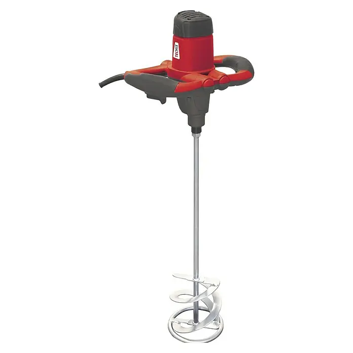 Berg Tecmix Handrührwerk TMX PRO 1250 - Durchmesser Rührer: 120 mm, Leistungsaufnahme: 1.200 W - Rührwerk TECMIX mit rotem Gehäuse und silbernem Rührstab. Ideal zum Mischen von Farben und Mörtel auf Baustellen.