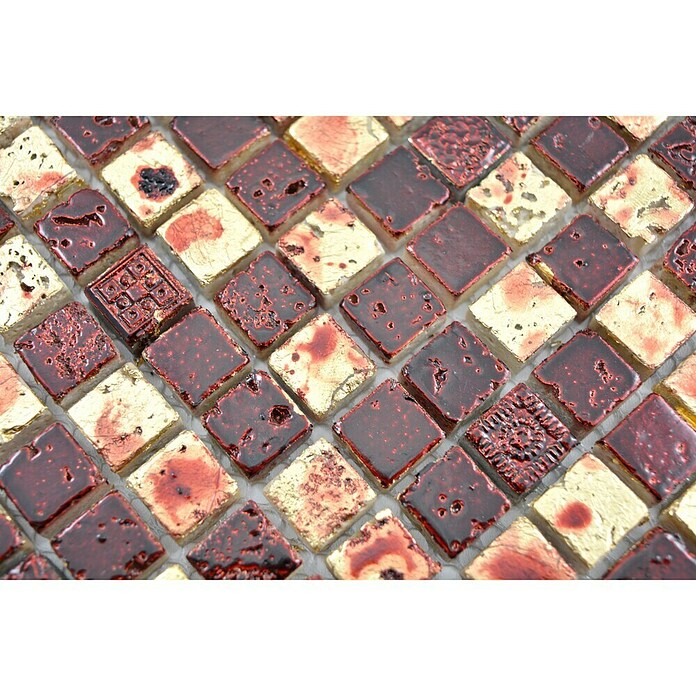 Mozaïektegel (30 x 30 cm, Goud/Rood)