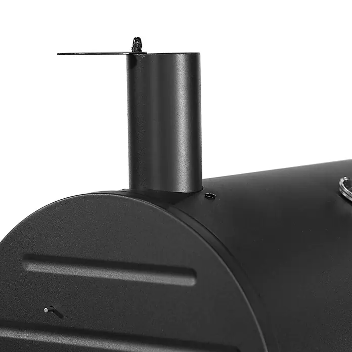 TAINO Smoker KAMAYO - Schwarz - Schwarzer Metall-Smoker-Schornstein mit verstellbarer Klappe und gewölbtem Grillkörper.