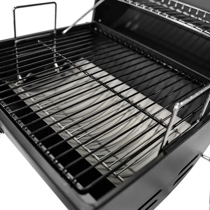 TAINO Holzkohlegrill CHAROX - Schwarz - Offener schwarzer Holzkohlegrill mit verchromten Rosten und einer Kohleschale.
