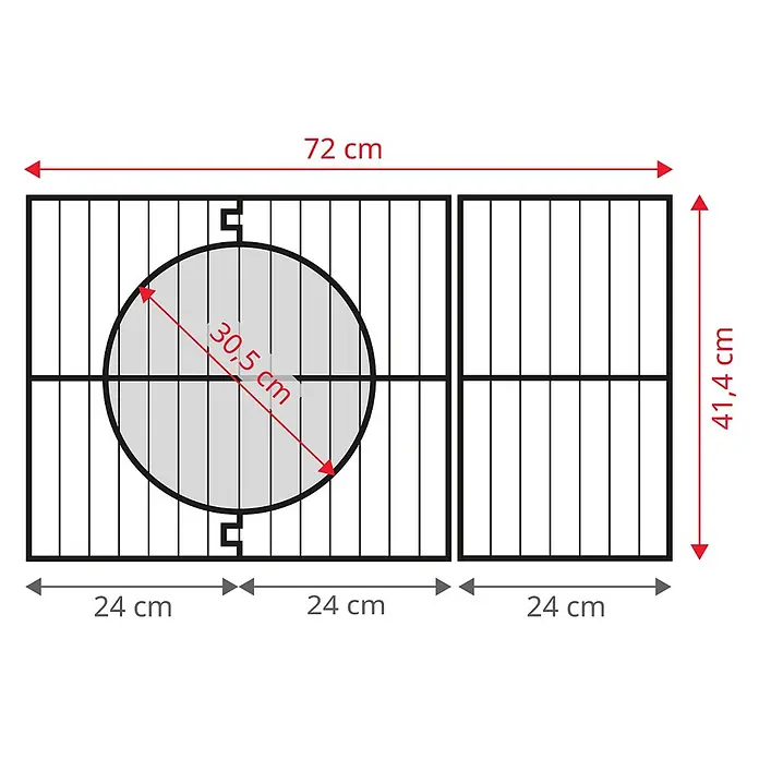 TAINO Gasgrill PLATINUM YAMARA 4+2 - Anzahl Brenner: 4 Stk. - Schwarzes Draht-Kleintiergehege (72x41,4 cm) mit 30,5 cm rundem Zugangstor.