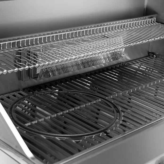 TAINO Gasgrill PLATINUM YAMARA 6+2 - Anzahl Brenner: 6 Stk. - Edelstahlgrill mit schwarzen Hauptrosten, runder Einlage, Warmhalterost und Infrarot-Drehspießbrenner.