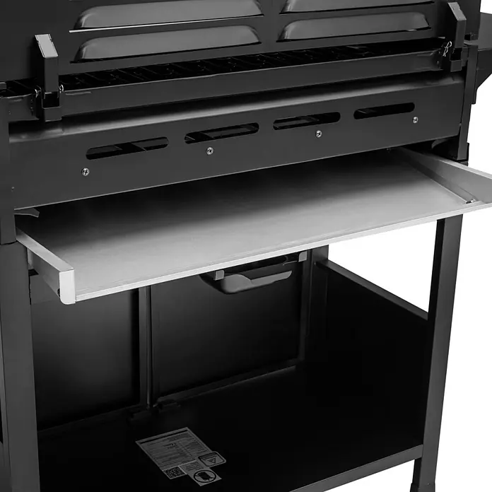 TAINO Gasgrill BASIC 6+1 - Anzahl Brenner: 6 Stk. - Schwarzer Holzkohlegrill mit ausziehbarer Aschewanne und unterer Ablage.