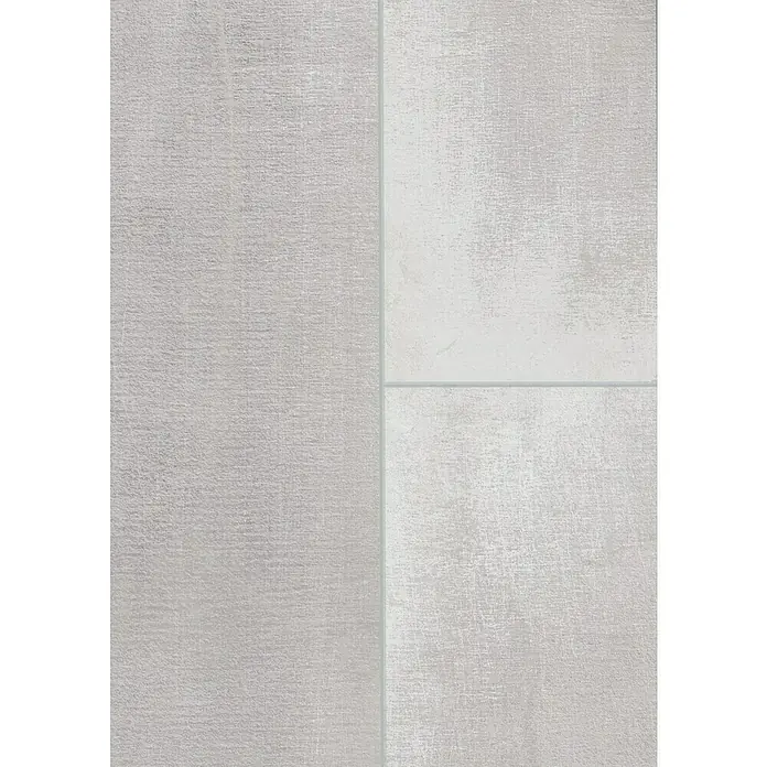 Classen Vinylbodenmuster GreenVinyl Light Stone - 300 x 310 x 4 mm, Fliesenoptik - Nahaufnahme von drei rechteckigen Bodenfliesen in einem hellen Grauton mit leichter Textur, ideal für moderne Innenräume.