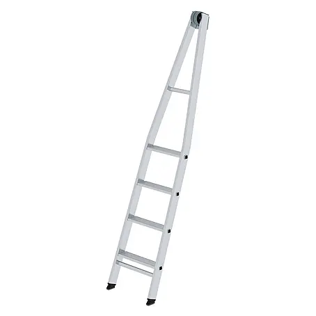 Munk  Anlegeleiter Stufen-Glasreinigerleiter mit nivello-Traverse, 4-stufiges Oberteil
