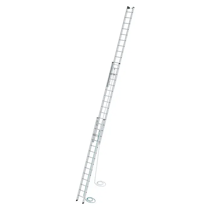 Munk Seilzugleiter Seilzugleiter 3x16 Sprossen - Anzahl Tritte: 16 Stk., Arbeitshöhe: 11.900 m, Aluminium - Silberne Aluminium-Ausziehleiter mit Seilzug.