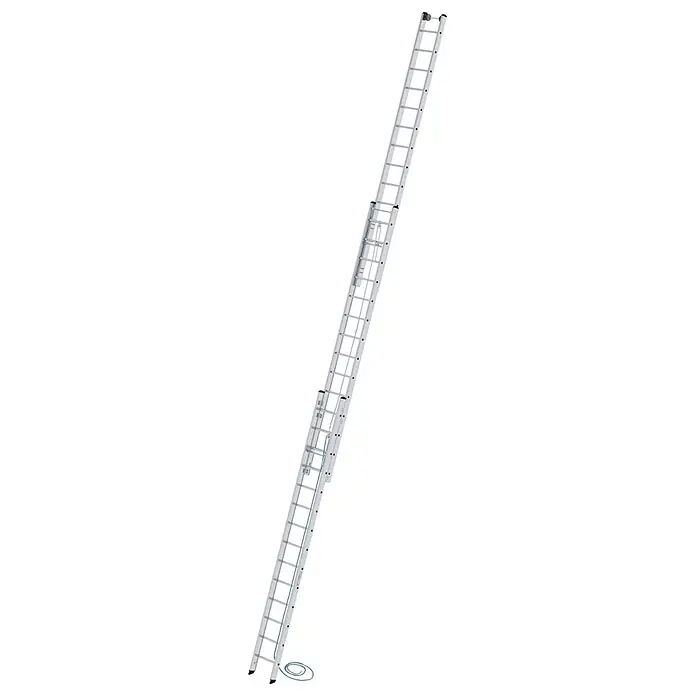Munk Seilzugleiter Seilzugleiter 3x16 Sprossen - Anzahl Tritte: 16 Stk., Arbeitshöhe: 11.900 m, Aluminium - Silberne Aluminium-Ausziehleiter mit Seilzugmechanismus zur Höhenverstellung.